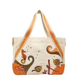 Prada Seahorse, Starfish, and Fish Motif Tote Bag BR2971 in Off-White Multico...